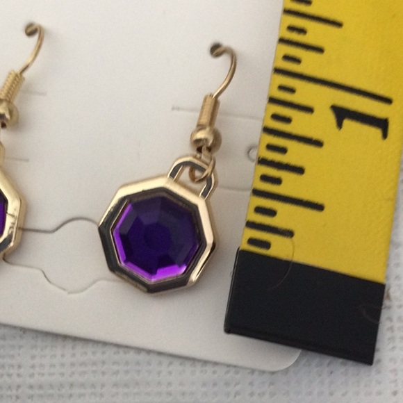 Elegant 4 Gold and Purple Earrings NWOT - Picture 5 of 6